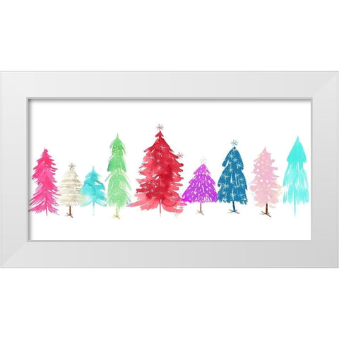 Merry and Bright White Modern Wood Framed Art Print by PI Studio