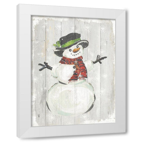 Holiday Snowman White Modern Wood Framed Art Print by PI Studio