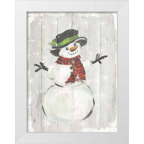 Holiday Snowman White Modern Wood Framed Art Print by PI Studio