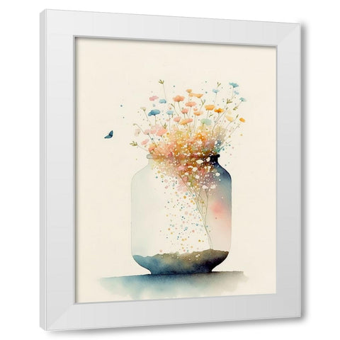 Jug of Wildflowers White Modern Wood Framed Art Print by Mclean, Leah