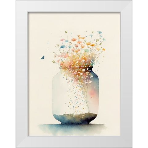 Jug of Wildflowers White Modern Wood Framed Art Print by Mclean, Leah