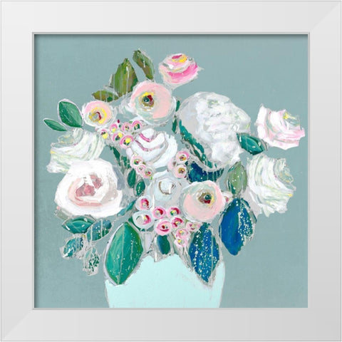 Lively Bouquet  White Modern Wood Framed Art Print by Rivera, Michelle