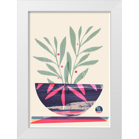 Shibori Bowl Pink White Modern Wood Framed Art Print by Hogan, Aoibhne