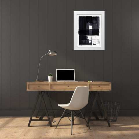 Square Black Stroke I White Modern Wood Framed Art Print by Hogan, Aoibhne