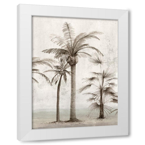 Vintage Palm Trees I  White Modern Wood Framed Art Print by Ian C