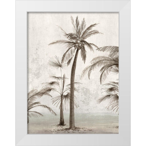 Vintage Palm Trees II White Modern Wood Framed Art Print by Ian C