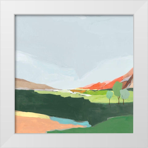Green Hills I  White Modern Wood Framed Art Print by Ian C