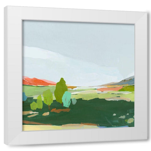 Green Hills II White Modern Wood Framed Art Print by Ian C