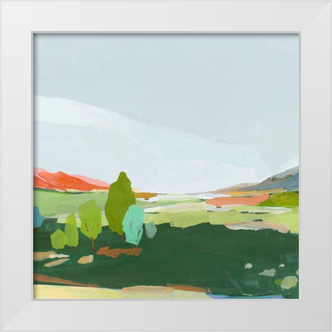 Green Hills II White Modern Wood Framed Art Print by Ian C
