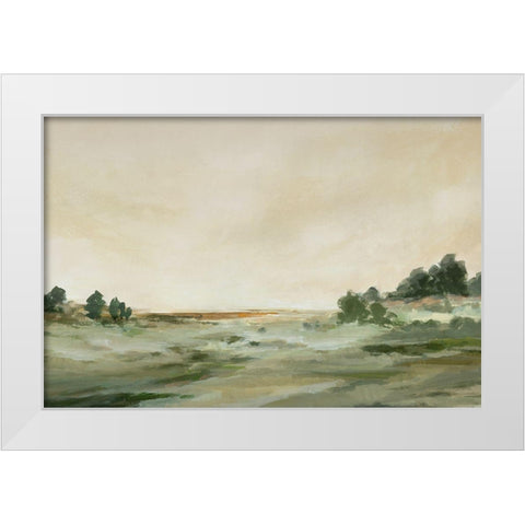 Green Landscape  White Modern Wood Framed Art Print by Ian C