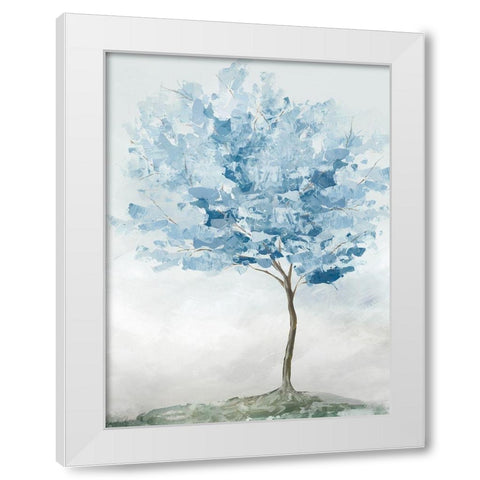 Blue Tree I  White Modern Wood Framed Art Print by Ian C
