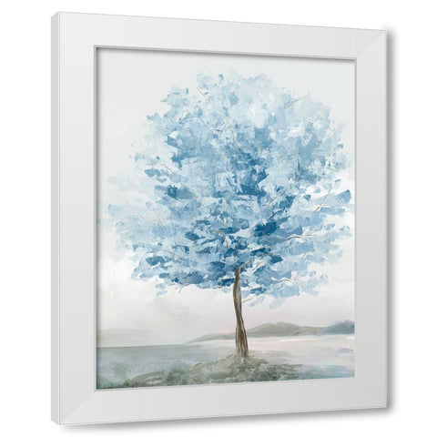 Blue Tree II White Modern Wood Framed Art Print by Ian C