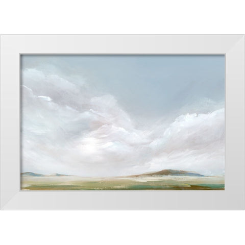 Rolling Pink Clouds White Modern Wood Framed Art Print by Ian C