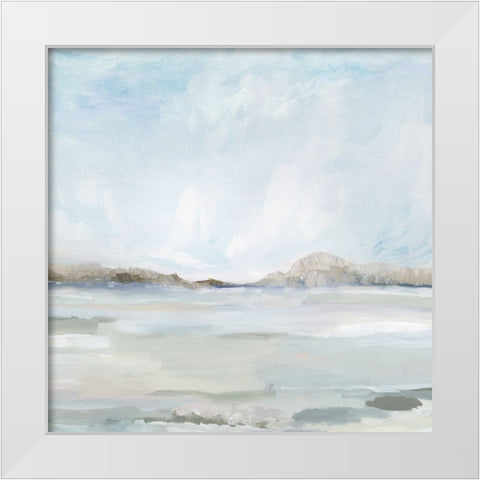 Calm Coastal White Modern Wood Framed Art Print by Ian C