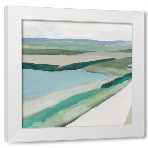 Fields of Green I White Modern Wood Framed Art Print by Ian C