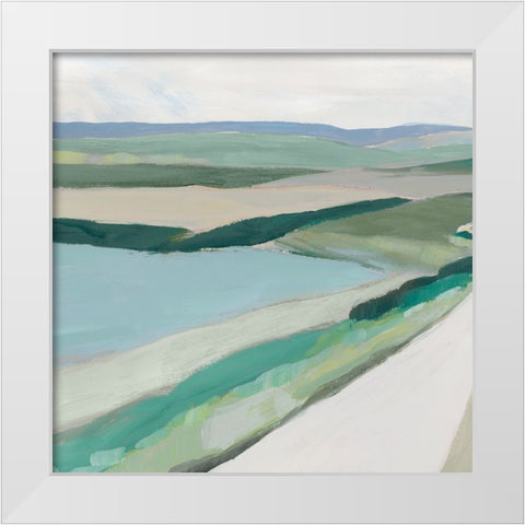 Fields of Green I White Modern Wood Framed Art Print by Ian C