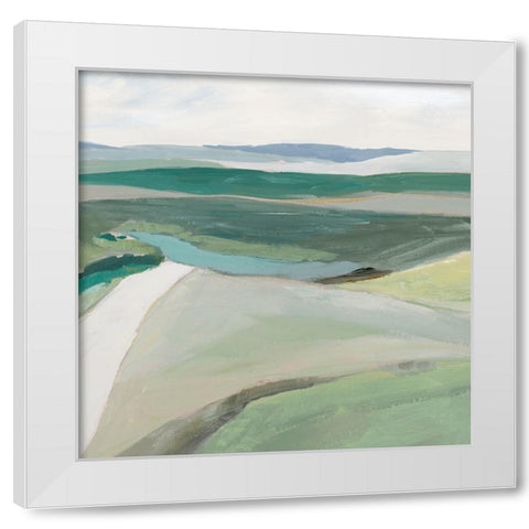 Fields of Green II White Modern Wood Framed Art Print by Ian C