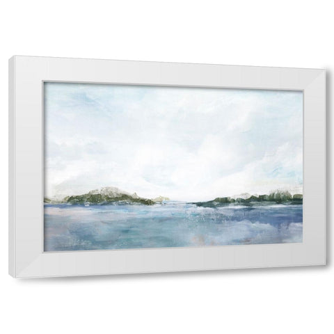 Blue Seascape White Modern Wood Framed Art Print by Ian C