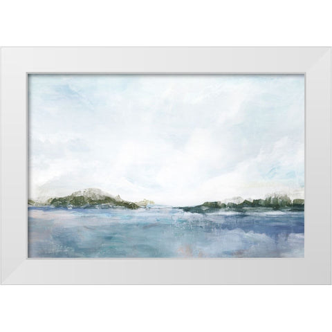 Blue Seascape White Modern Wood Framed Art Print by Ian C