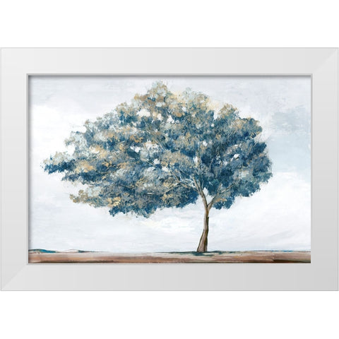 Blue Golden Tree White Modern Wood Framed Art Print by Ian C