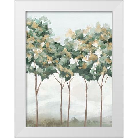 Green and Gold Trees I White Modern Wood Framed Art Print by Ian C