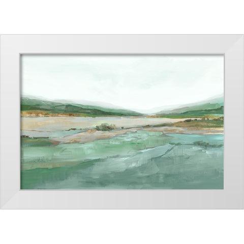 Lakeside Serenity White Modern Wood Framed Art Print by Ian C