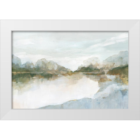 Lakefront Haven White Modern Wood Framed Art Print by Ian C