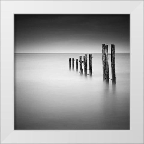 Breakers Whitley Bay White Modern Wood Framed Art Print by Barber, Ian