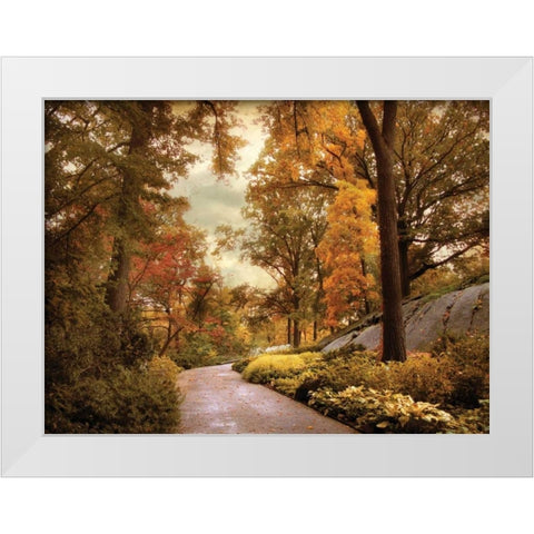 Azalea Garden in Autumn White Modern Wood Framed Art Print by Jenney, Jessica