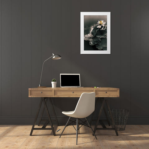 Lotus in the Mist White Modern Wood Framed Art Print by Jenney, Jessica