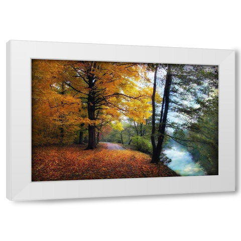 Autumn River View White Modern Wood Framed Art Print by Jenney, Jessica