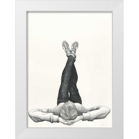 Resting White Modern Wood Framed Art Print by JOEL