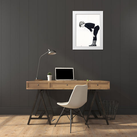 Caterpillar White Modern Wood Framed Art Print by Joel, Jack