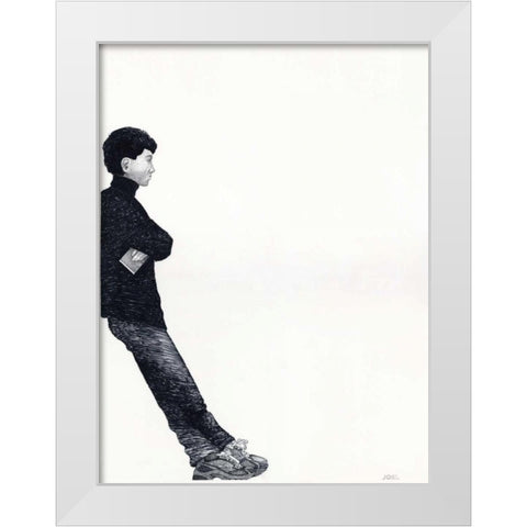 Waiting White Modern Wood Framed Art Print by JOEL