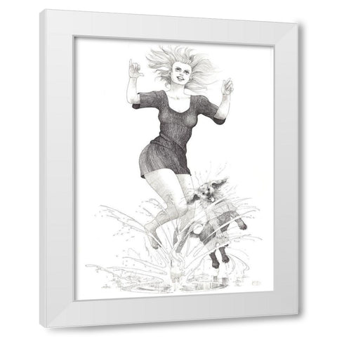 Splash White Modern Wood Framed Art Print by Joel, Jack