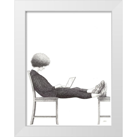 Laptop White Modern Wood Framed Art Print by Joal, Jack