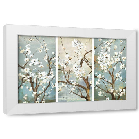Triptych in Bloom White Modern Wood Framed Art Print by Jensen, Asia