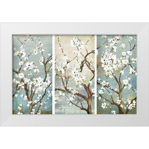 Triptych in Bloom White Modern Wood Framed Art Print by Jensen, Asia