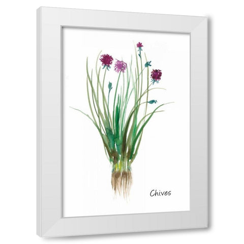 Chives White Modern Wood Framed Art Print by Jensen, Asia