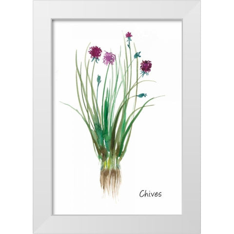 Chives White Modern Wood Framed Art Print by Jensen, Asia
