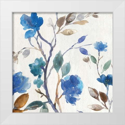 Cobalt Peony I White Modern Wood Framed Art Print by Jensen, Asia