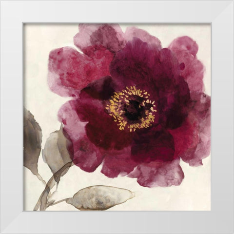 Crimson Peony I White Modern Wood Framed Art Print by Jensen, Asia