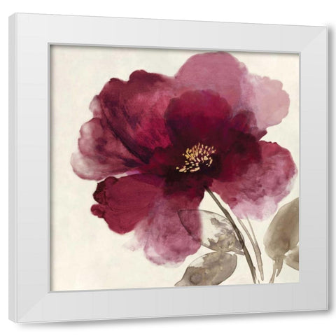 Crimson Peony II White Modern Wood Framed Art Print by Jensen, Asia