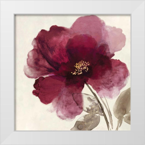 Crimson Peony II White Modern Wood Framed Art Print by Jensen, Asia