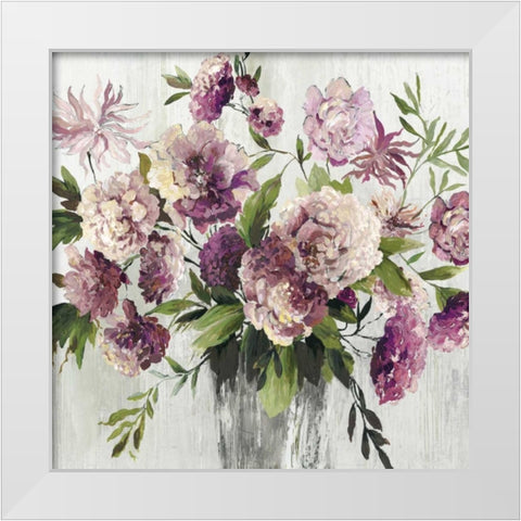 Violet Bouquet White Modern Wood Framed Art Print by Jensen, Asia
