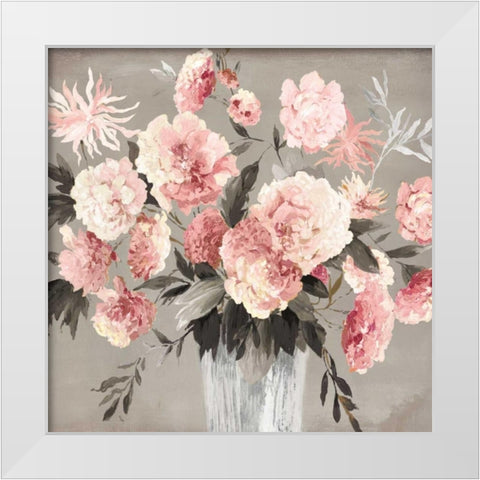 Violet Bouquet Peach Version White Modern Wood Framed Art Print by Jensen, Asia