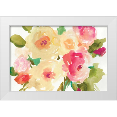 Yellow Roses White Modern Wood Framed Art Print by Jensen, Asia