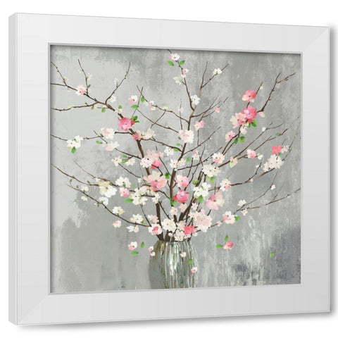 Delicate Pink Blooms  White Modern Wood Framed Art Print by Jensen, Asia