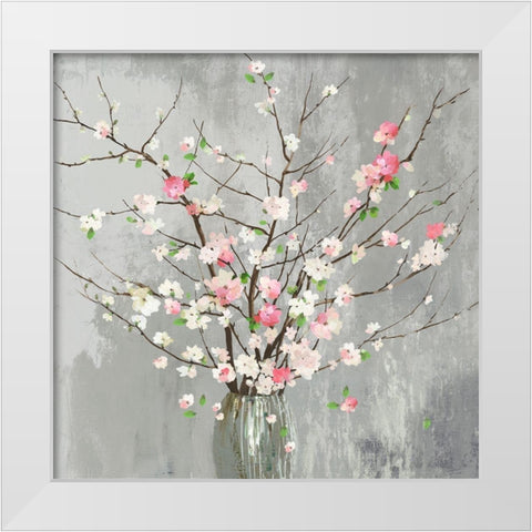 Delicate Pink Blooms  White Modern Wood Framed Art Print by Jensen, Asia