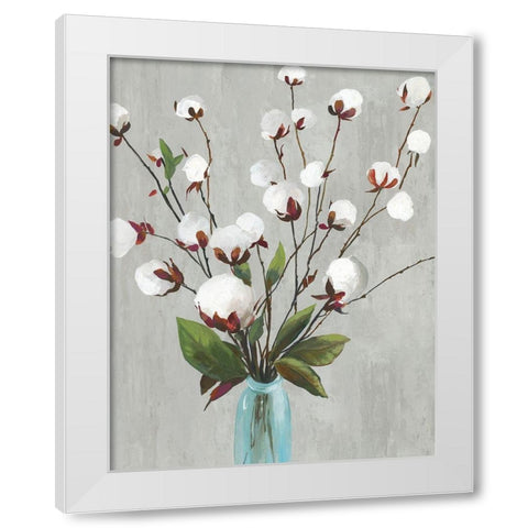 Cotton Ball Flowers II  White Modern Wood Framed Art Print by Jensen, Asia